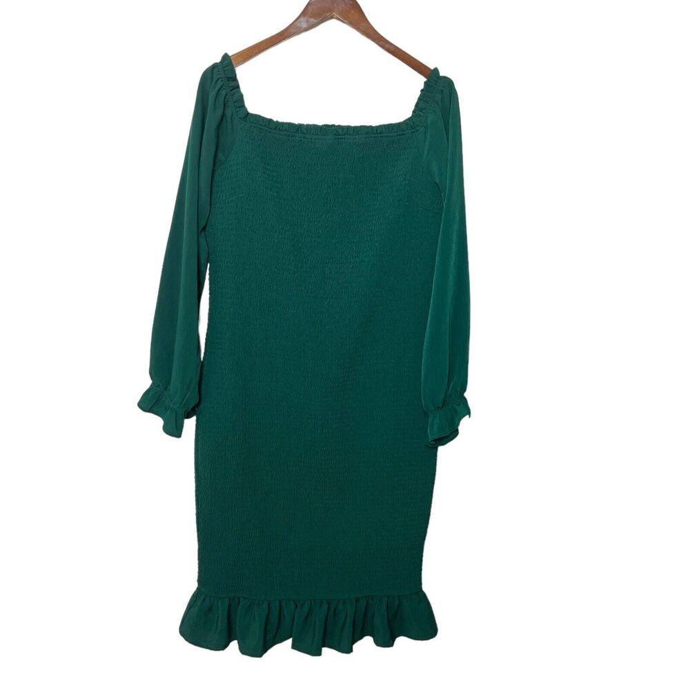 Baltic Born Esther Smocked Ruffle Hem Midi Dress Emerald Green Size 1XL
